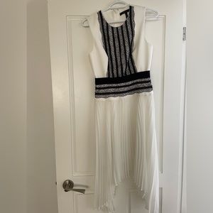 BCBG Sleeveless pleated-skirt lace-trim dress